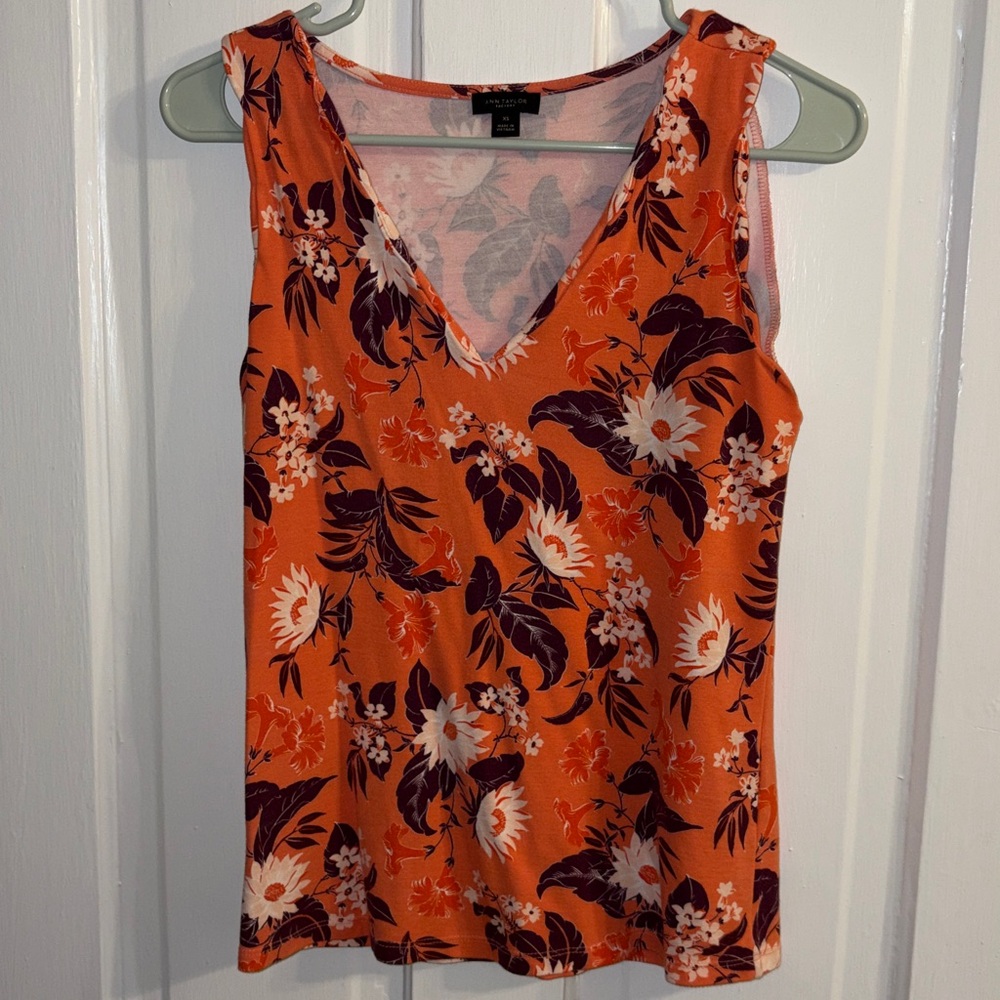 5 for $25! Ann Taylor factory Orange Floral Tank Top